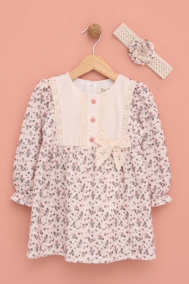 Baby Dress - Toptan Kız Çocuk Kurdele Detaylı Elbise 9-24M 1049-6549 - Brand: Lilax - Women & Kids, Baby Clothes Wholesale - Globality Store