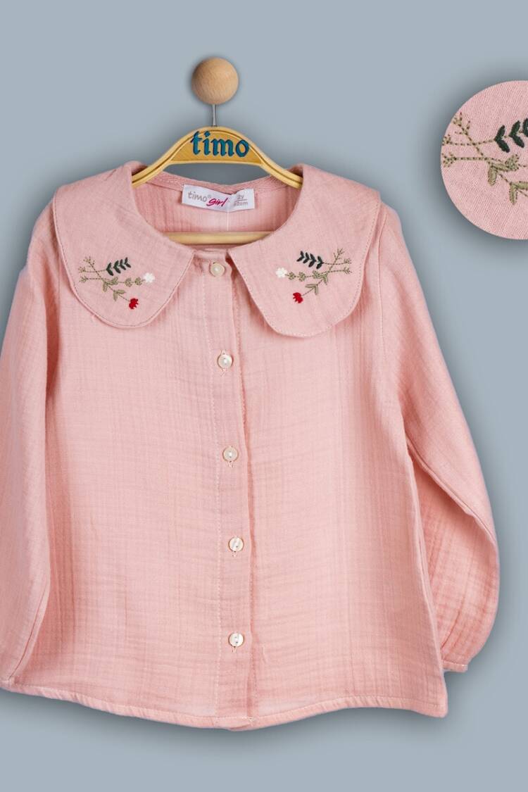 Girl's Shirt - Toptan Kız Çocuk Müslin Yakalı Gömlek 6-9Y 1018-TK4DÜ202242303 - Brand: Timo - Women & Kids, Baby Clothes Wholesale - Globality Store