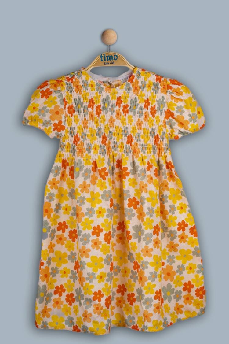 Girl's Dress - Toptan Kız Çocuk Papatya Desenli Elbise 2-5Y 1018-TK4DÜ202243532 - Brand: Timo - Women & Kids, Baby Clothes Wholesale - Globality Store