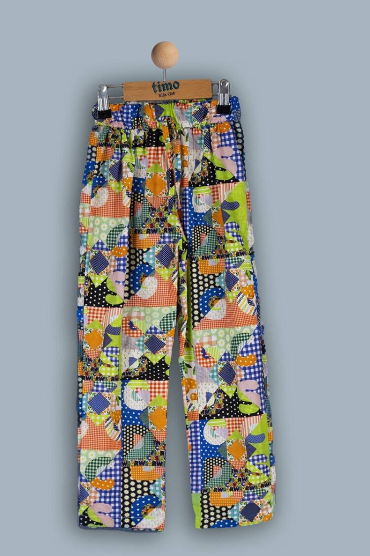 Girls' Trousers - Toptan Kız Coçuk Patchwork Pantolon 10-13Y 1018-TK4DA062243324 - Brand: Timo - Women & Kids, Baby Clothes Wholesale - Globality Store