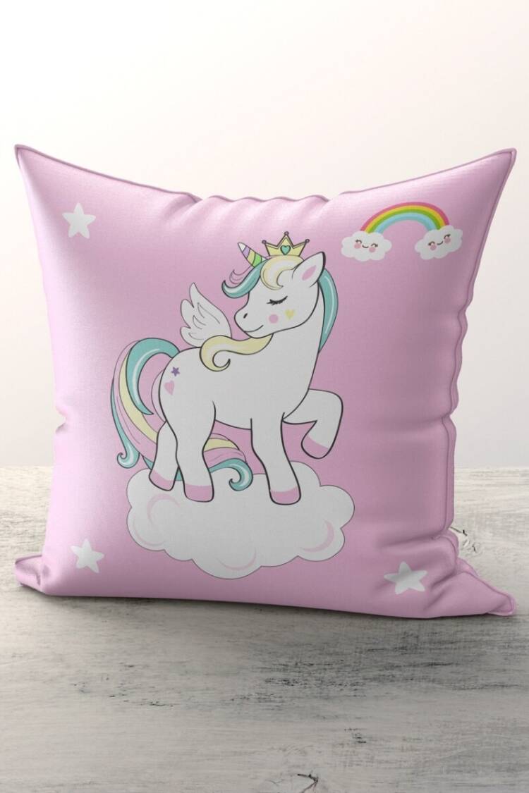 Sleep Products - Toptan Kız Çocuk Unicorn Baskılı Kırlent Kılıfı 43*43cm 2044-TLAKR-170 - Brand: Talia Home - Women & Kids, Baby Clothes Wholesale - Globality Store