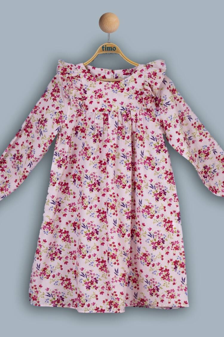 Girl's Dress - Toptan Kız Çocuk Uzun Kol Elbise 6-9Y 1018-TK4DÜ042241633 - Brand: Timo - Women & Kids, Baby Clothes Wholesale - Globality Store