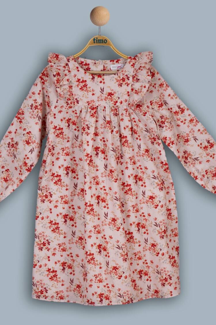 Girl's Dress - Toptan Kız Çocuk Uzun Kol Elbise 6-9Y 1018-TK4DÜ042241633 - Brand: Timo - Women & Kids, Baby Clothes Wholesale - Globality Store