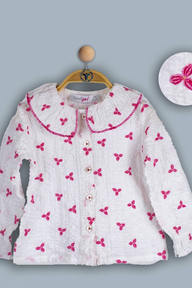 Girl's Shirt - Toptan Kız Çocuk Yakası Fırfırlı Gömlek 2-5Y 1018-TK4DÜ012243392 - Brand: Timo - Women & Kids, Baby Clothes Wholesale - Globality Store