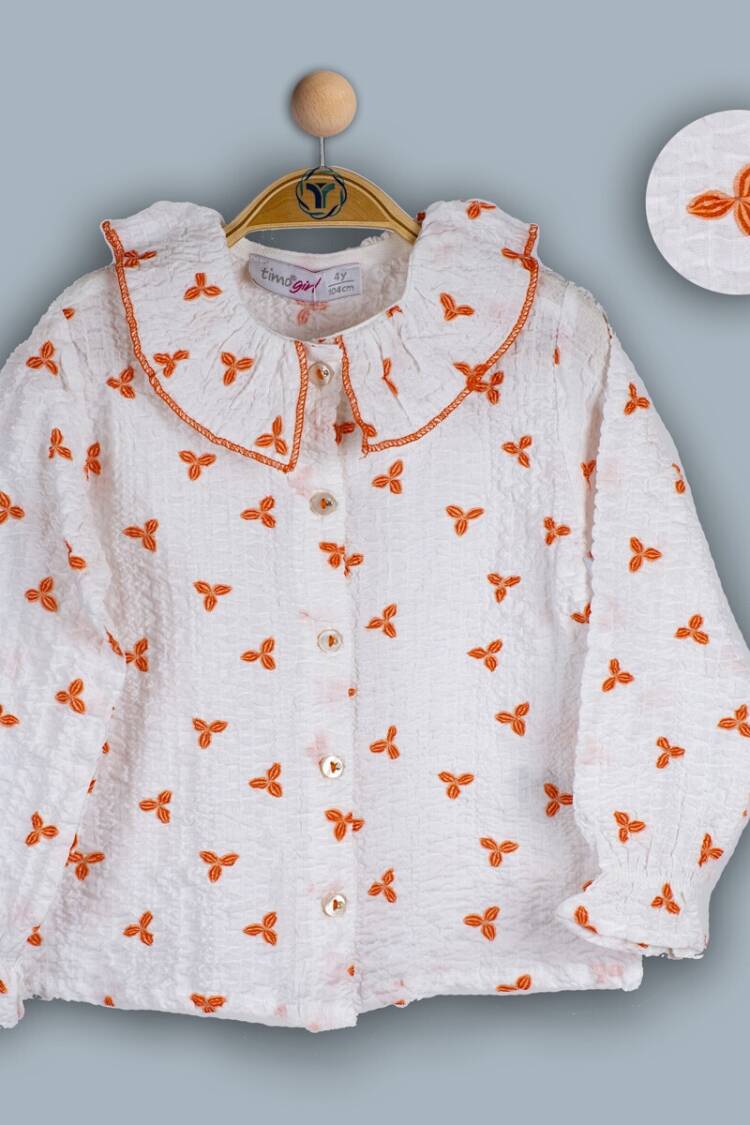 Girl's Shirt - Toptan Kız Çocuk Yakası Fırfırlı Gömlek 2-5Y 1018-TK4DÜ012243392 - Brand: Timo - Women & Kids, Baby Clothes Wholesale - Globality Store