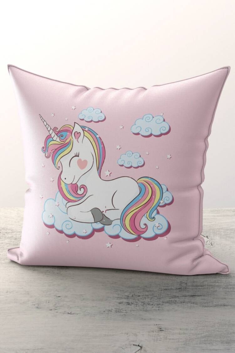 Sleep Products - Toptan Kız Çocuk unicorn Desenli Kırlent Kılıfı 43*43cm 2044-TLAKR-060 - Brand: Talia Home - Women & Kids, Baby Clothes Wholesale - Globality Store