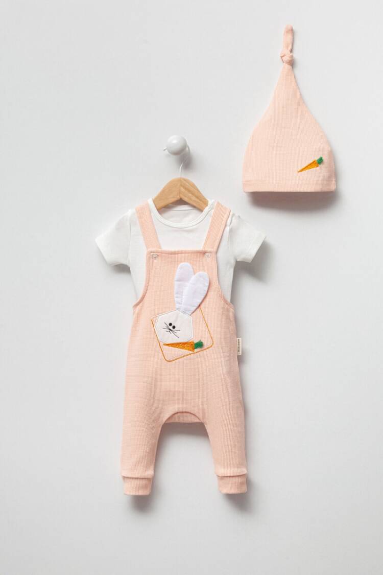 Baby Sets - Toptan Unisex 3'lü Salopet, Tişört ve Bere Takımı 3-12M 2018-2301 - Brand: Minicorn - Women & Kids, Baby Clothes Wholesale - Globality Store
