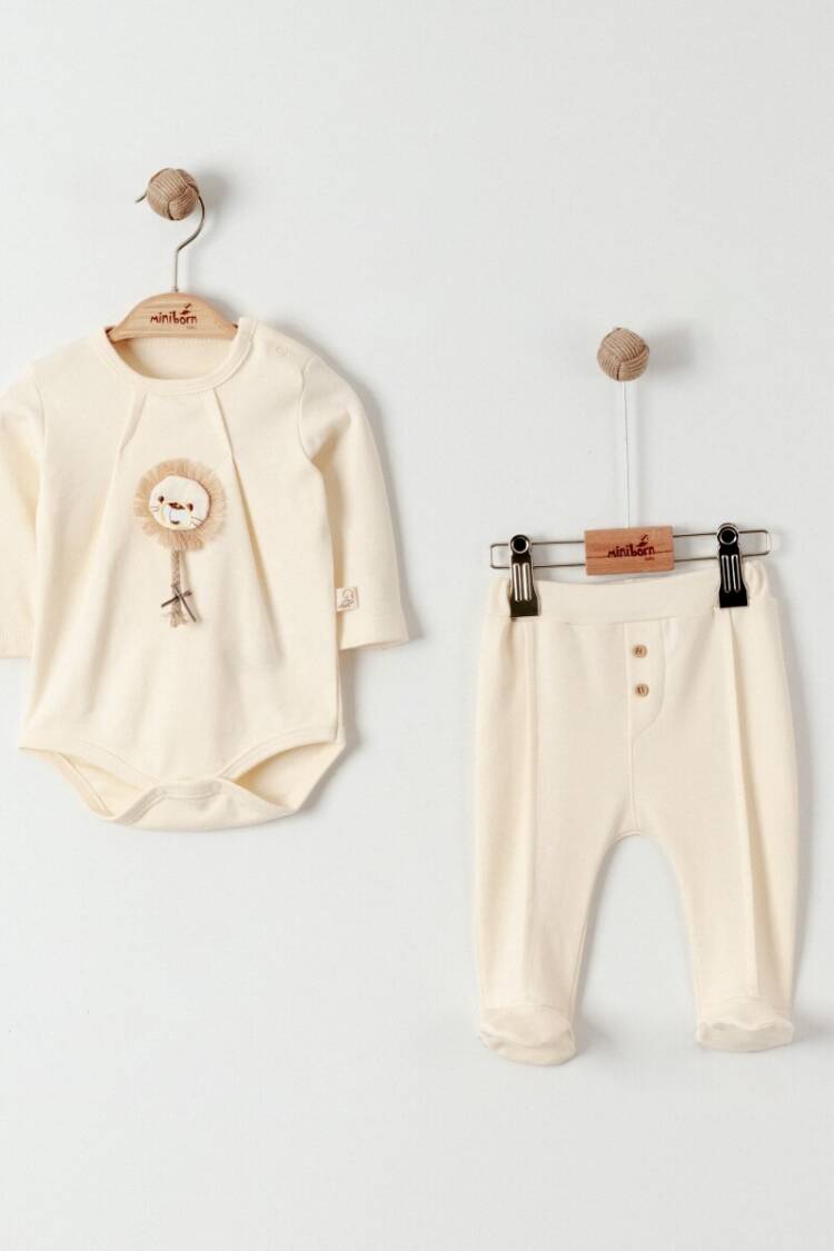 Baby Sets - Toptan Unisex Bebek 2'li Badi ve Pantolon Takımı 0-6M 2019-9065 - Brand: Miniborn - Women & Kids, Baby Clothes Wholesale - Globality Store