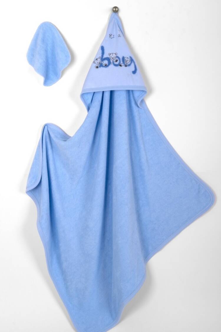 Towel and Bathrobe - Toptan Unisex Bebek 2'li Havlu ve Banyo Kesesi Takım 85x85 2015-9-814 - Brand: Babyline - Women & Kids, Baby Clothes Wholesale - Globality Store