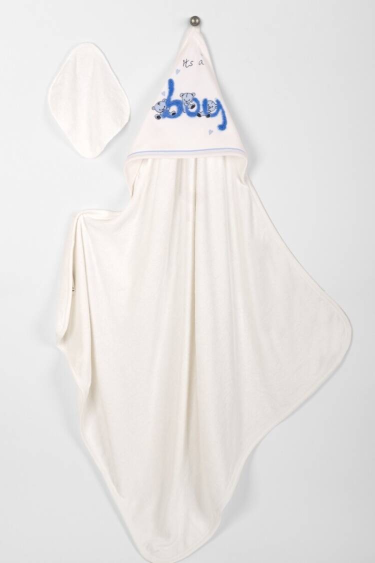 Towel and Bathrobe - Toptan Unisex Bebek 2'li Havlu ve Banyo Kesesi Takım 85x85 2015-9-814 - Brand: Babyline - Women & Kids, Baby Clothes Wholesale - Globality Store