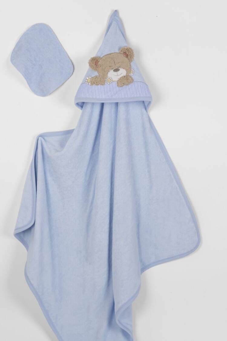 Towel and Bathrobe - Toptan Unisex Bebek 2'li Havlu ve Banyo Kesesi Takım 85x85cm. 2015-9-565 - Brand: Babyline - Women & Kids, Baby Clothes Wholesale - Globality Store