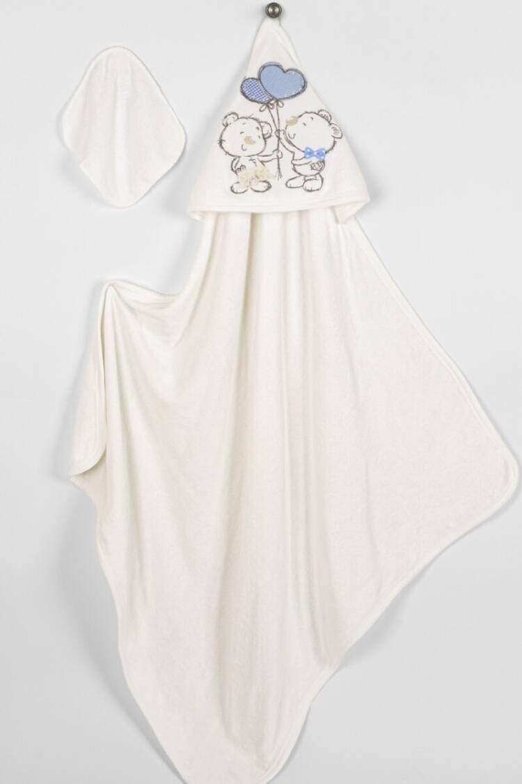 Towel and Bathrobe - Toptan Unisex Bebek 2'li Havlu ve Banyo Kesesi Takım 85x85cm. 2015-9-583 - Brand: Babyline - Women & Kids, Baby Clothes Wholesale - Globality Store