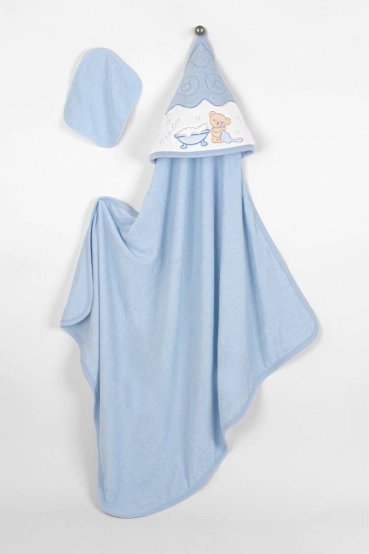 Towel and Bathrobe - Toptan Unisex Bebek 2'li Havlu ve Banyo Kesesi Takım 85x85cm. 2015-9-744 - Brand: Babyline - Women & Kids, Baby Clothes Wholesale - Globality Store