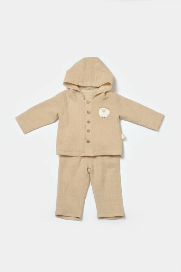 Baby Sets - Toptan Unisex Bebek 2'li Kapüşonlu Ceket ve Pantolon Takımı 3-24M %100 Pamuk Baby Cosy 2022-CSYM7035 - Brand: BabyCosy - Women & Kids, Baby Clothes Wholesale - Globality Store