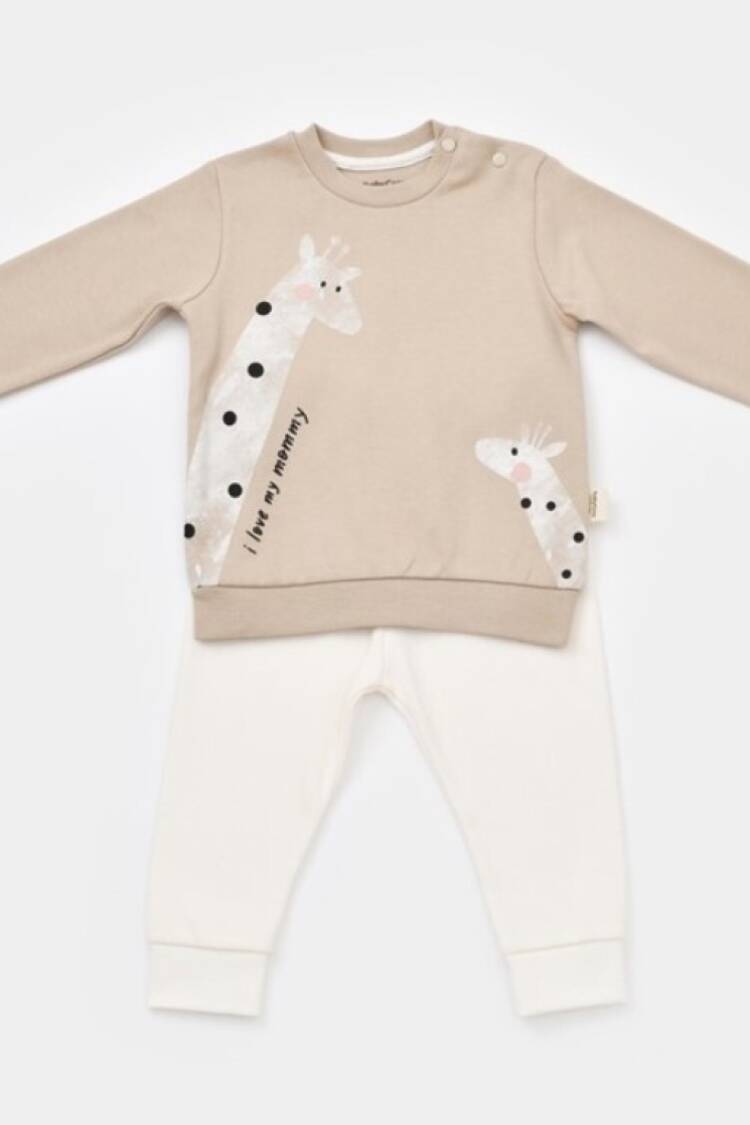 Baby Sets - Toptan Unisex Bebek 2'li Sweatshirt ve Pantolom Takımı 3-24M %100 Organik Pamuk Baby Cosy 2022-CSY2013 - Brand: BabyCosy - Women & Kids, Baby Clothes Wholesale - Globality Store