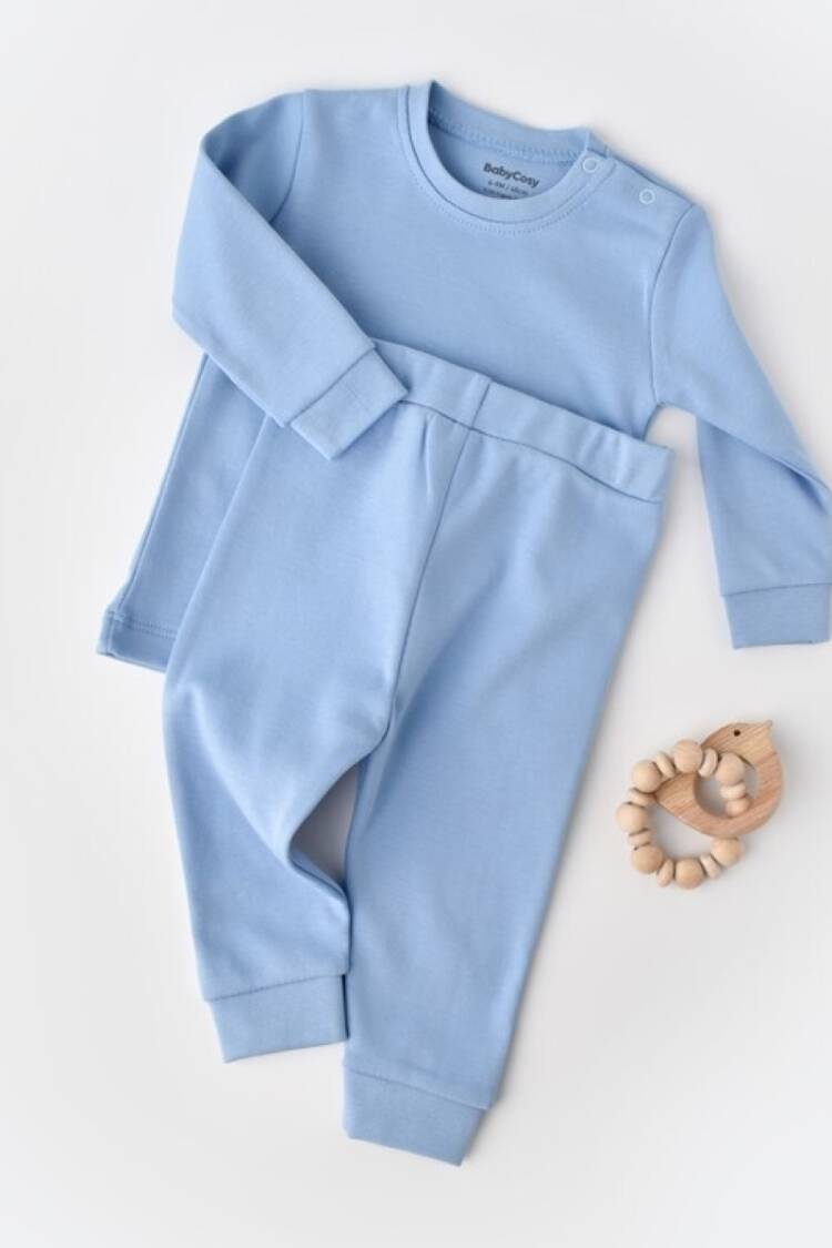 Baby Sets - Toptan Unisex Bebek 2'li Sweatshirt ve Pantolon Takımı %100 Organik Pamuk 3-24M Baby Cosy 2022-CSY30 - Brand: BabyCosy - Women & Kids, Baby Clothes Wholesale - Globality Store