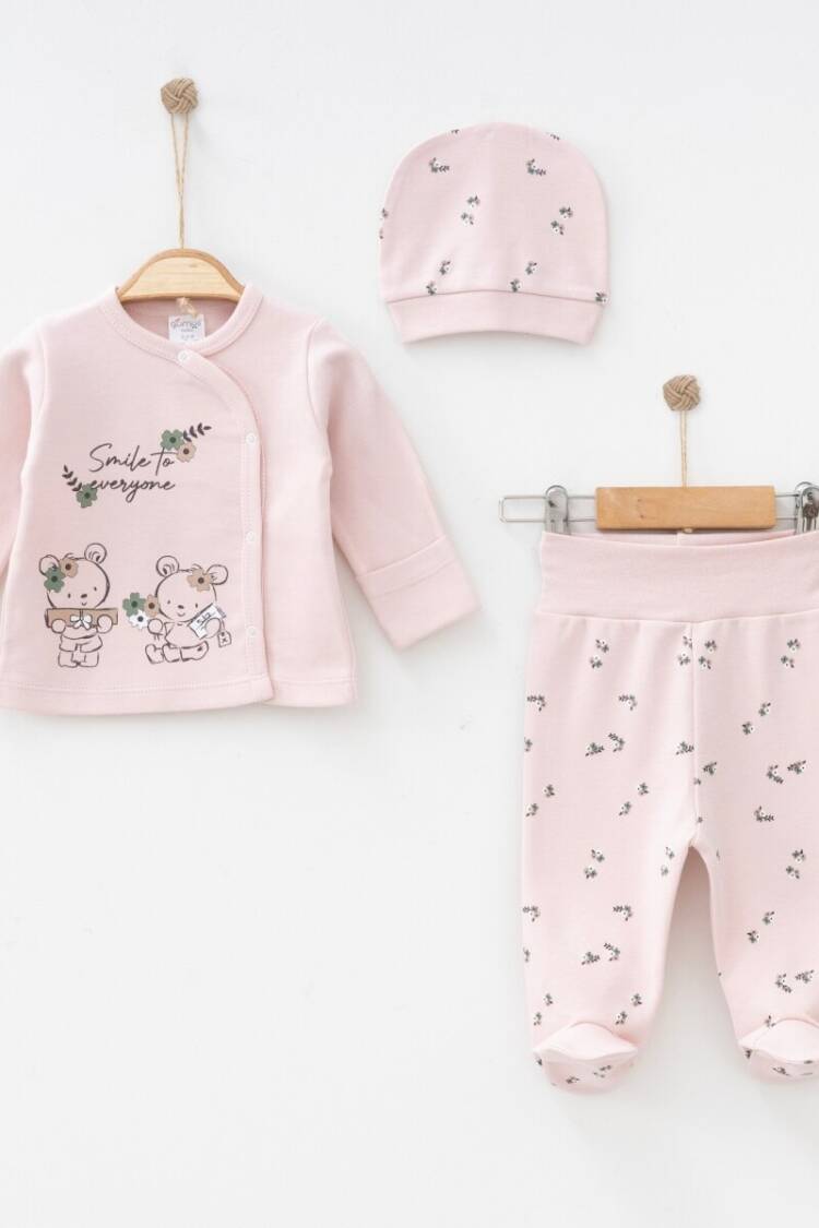 Newborn - Toptan Unisex Bebek 3'lü Yenidoğan Takımı 0-3M 2043-0014 - Brand: Gümüş Baby - Women & Kids, Baby Clothes Wholesale - Globality Store