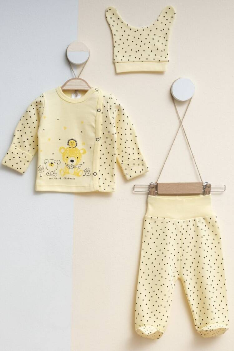 Newborn - Toptan Unisex Bebek 3'lü Yenidoğan Takımı 0-3M 2043-0015 - Brand: Gümüş Baby - Women & Kids, Baby Clothes Wholesale - Globality Store
