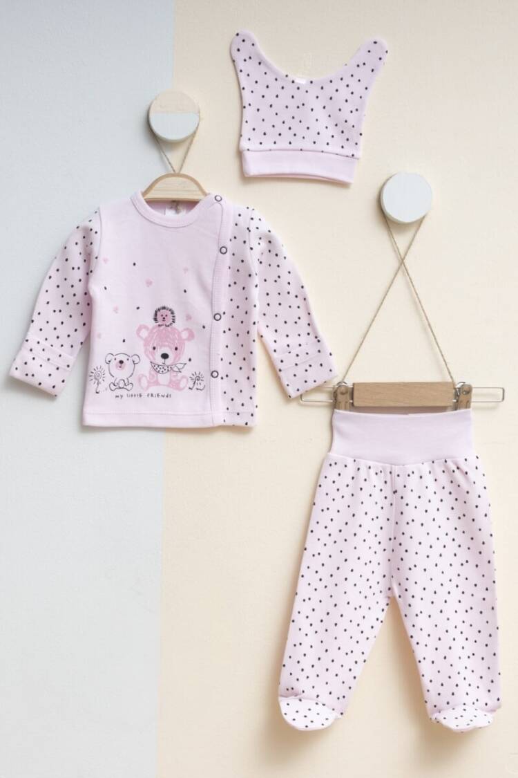 Newborn - Toptan Unisex Bebek 3'lü Yenidoğan Takımı 0-3M 2043-0015 - Brand: Gümüş Baby - Women & Kids, Baby Clothes Wholesale - Globality Store