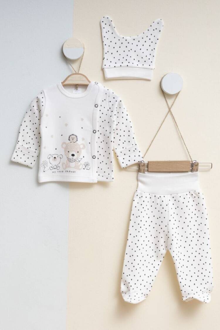 Newborn - Toptan Unisex Bebek 3'lü Yenidoğan Takımı 0-3M 2043-0015 - Brand: Gümüş Baby - Women & Kids, Baby Clothes Wholesale - Globality Store