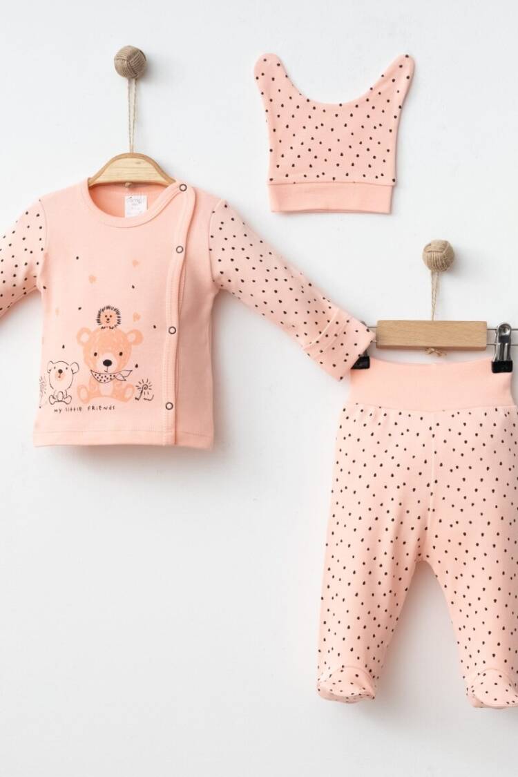 Newborn - Toptan Unisex Bebek 3'lü Yenidoğan Takımı 0-3M 2043-0015 - Brand: Gümüş Baby - Women & Kids, Baby Clothes Wholesale - Globality Store