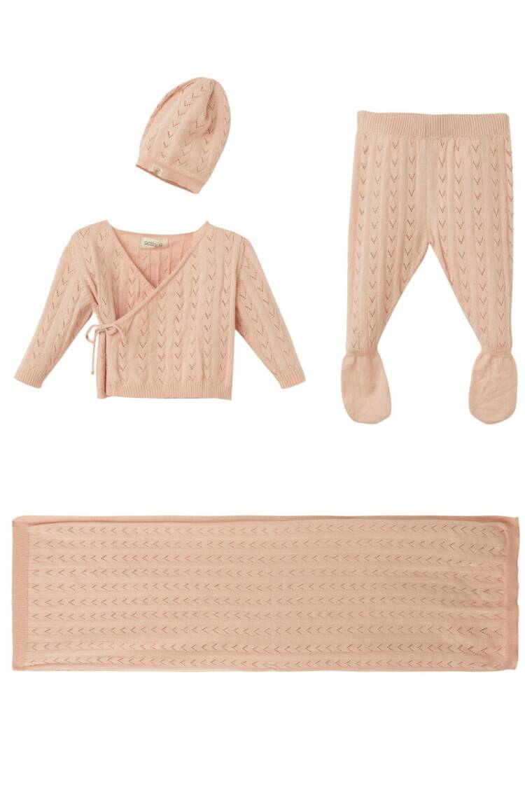 Baby Sets - Toptan Unisex Bebek 4'lü Organik Pamuk Hastane Çıkış Seti 0-3M Patique 1061-21156 - Brand: Uludağ Triko - Women & Kids, Baby Clothes Wholesale - Globality Store