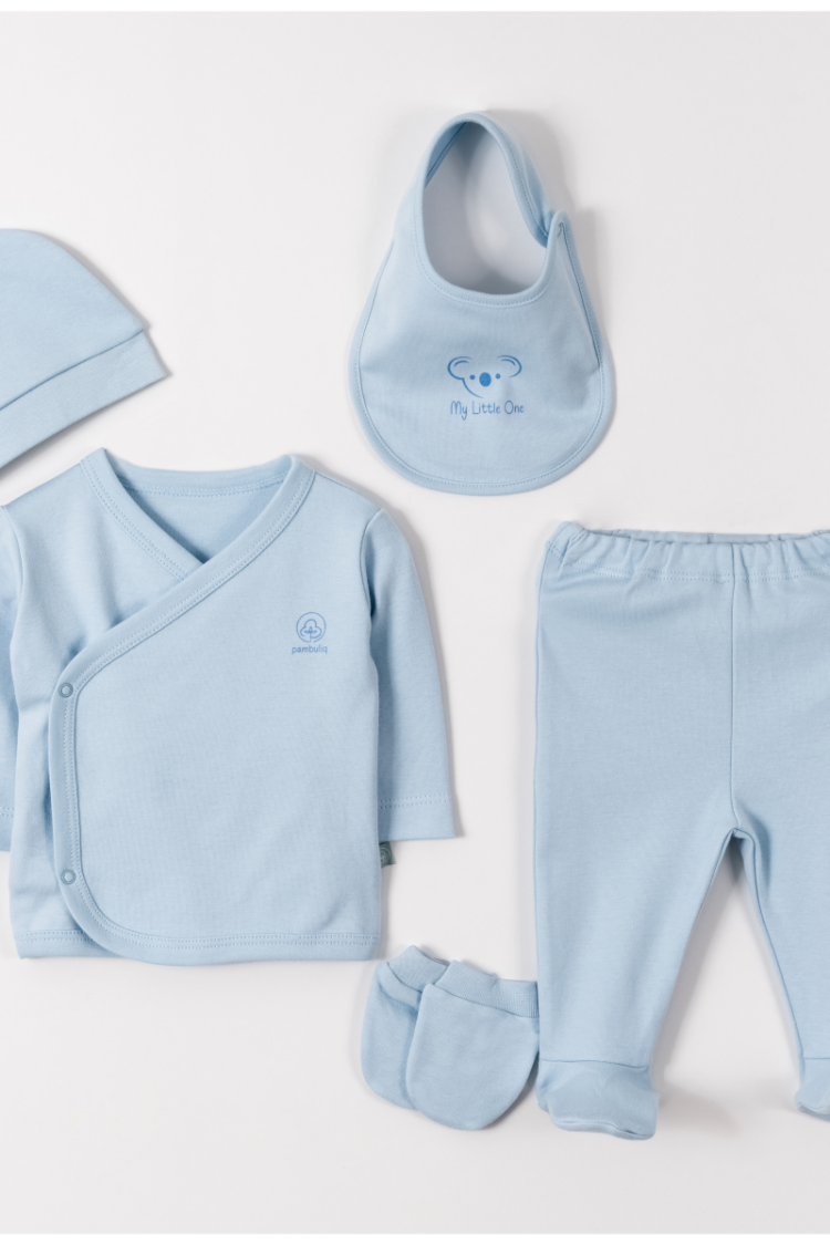 Newborn - Toptan Unisex Bebek 5'li Yenidoğan Takım 0-1M 2030-6185 - Brand: Pambuliq - Women & Kids, Baby Clothes Wholesale - Globality Store