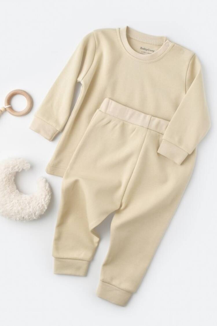 Baby Sets - Toptan Unisex Bebek Sweatshirt ve Pantolon Takımı %100 Organik Pamuk 3-24M Baby Cosy 2022-CSY3027 - Brand: BabyCosy - Women & Kids, Baby Clothes Wholesale - Globality Store