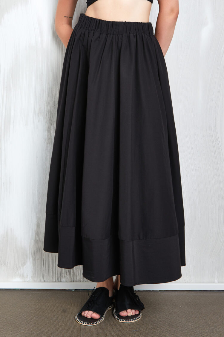 Poplin Long Skirt With Elastic Waist 27321
