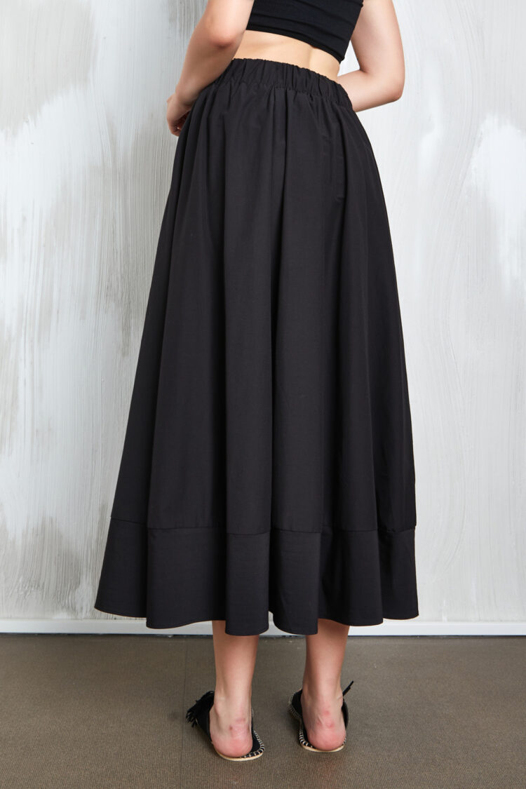 Poplin Long Skirt With Elastic Waist 27321