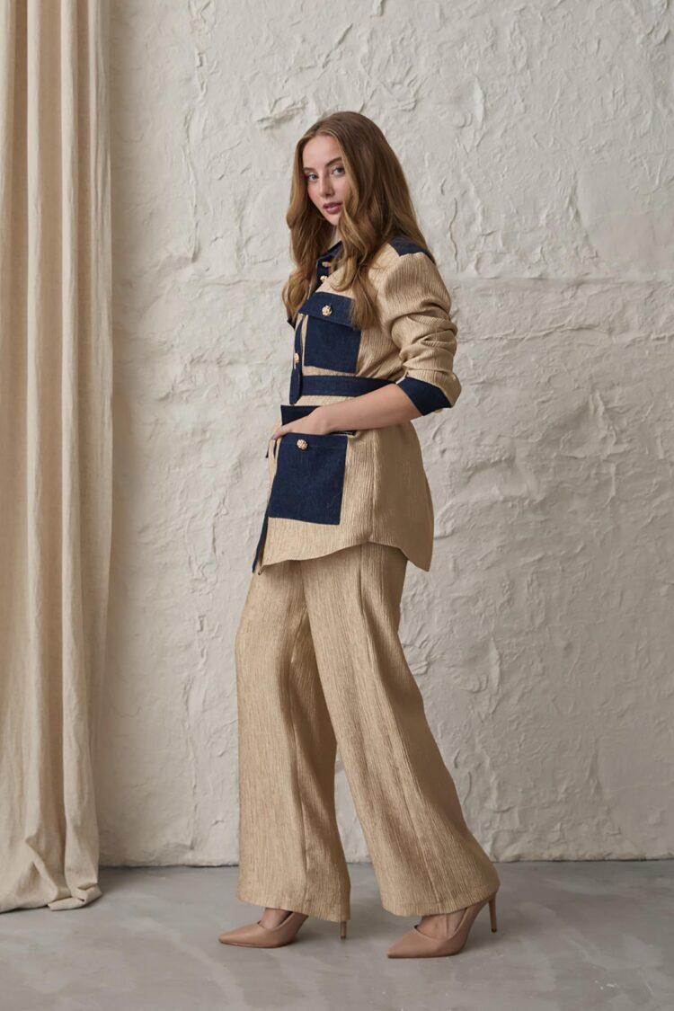 Garnished Pocket Shirt And Trouser Set