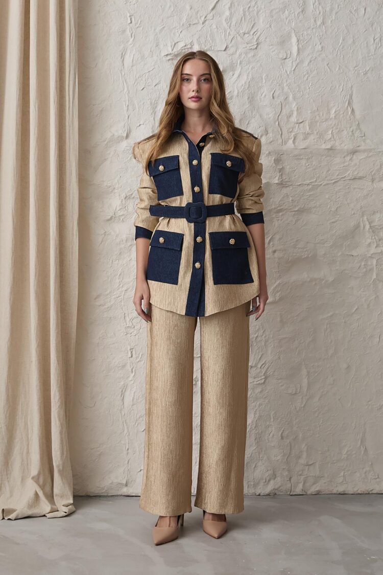 Garnished Pocket Shirt And Trouser Set - Brand: Elisa - Women & Kids, Baby Clothes Wholesale - Globality Store