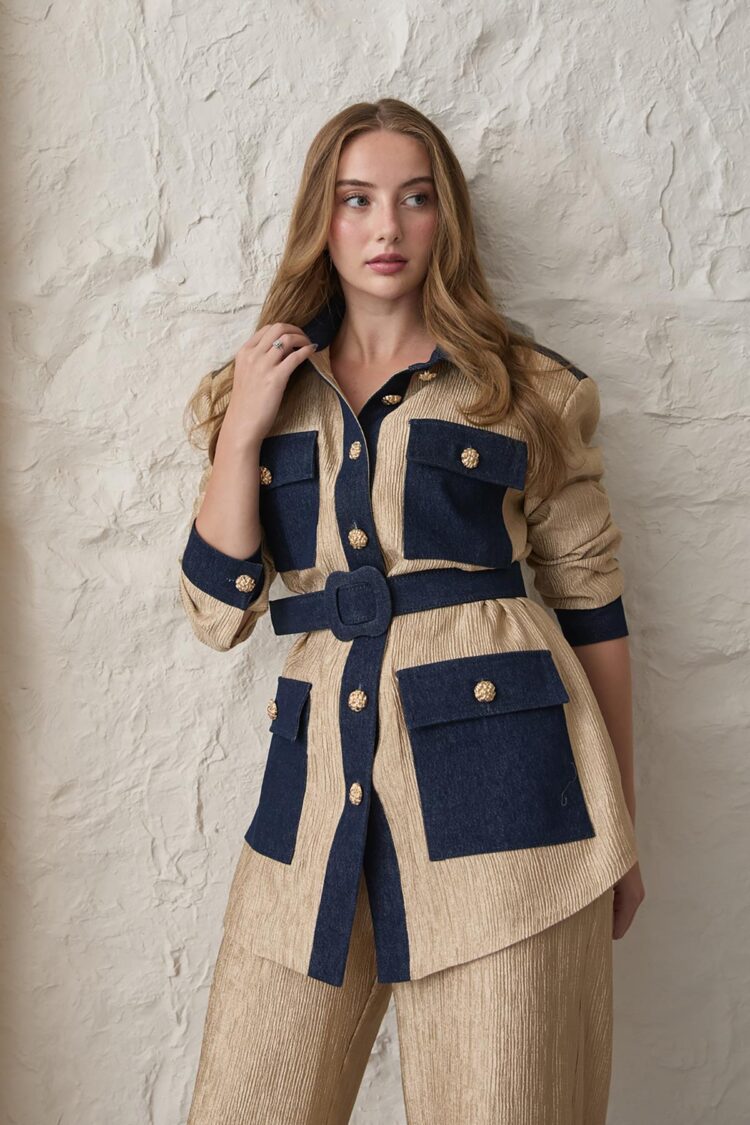 Garnished Pocket Shirt And Trouser Set