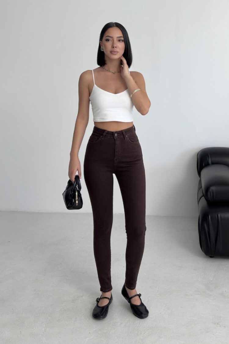 Mom Jeans High Waist Skinny Leg Buttoned