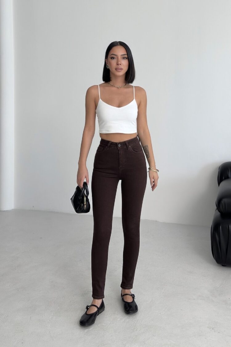 Mom Jeans High Waist Skinny Leg Buttoned