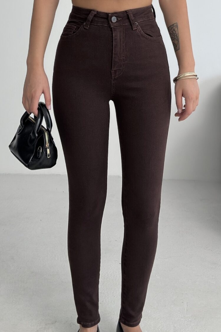 Mom Jeans High Waist Skinny Leg Buttoned