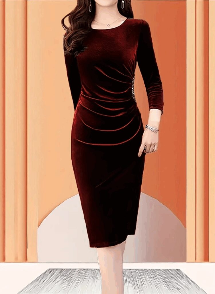 Elegant Sheath Dress With 3/4 Sleeves