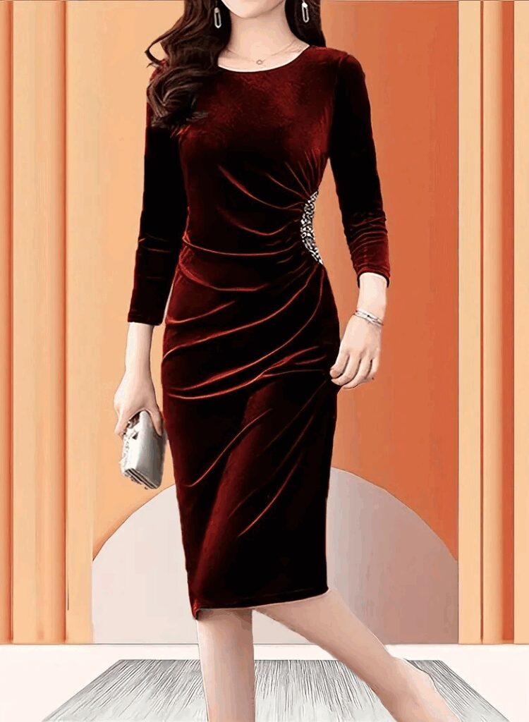 Elegant Sheath Dress With 3/4 Sleeves