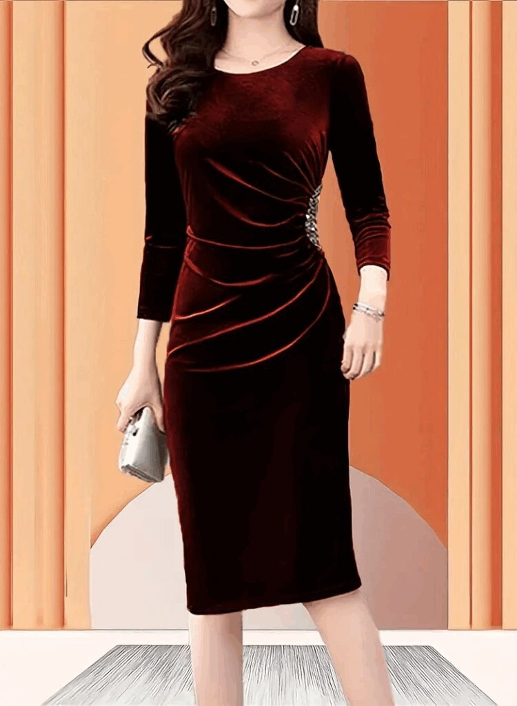 Elegant Sheath Dress With 3/4 Sleeves