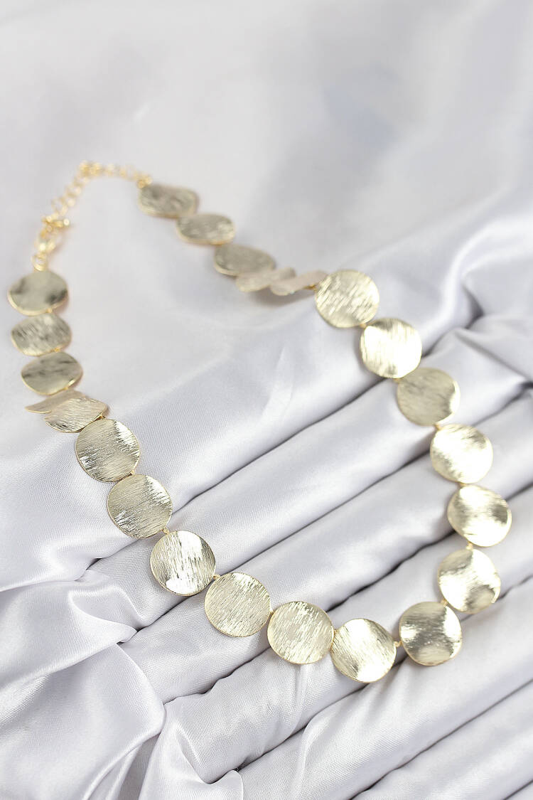 Brass Inline Coin Model Gold Color Women Necklace