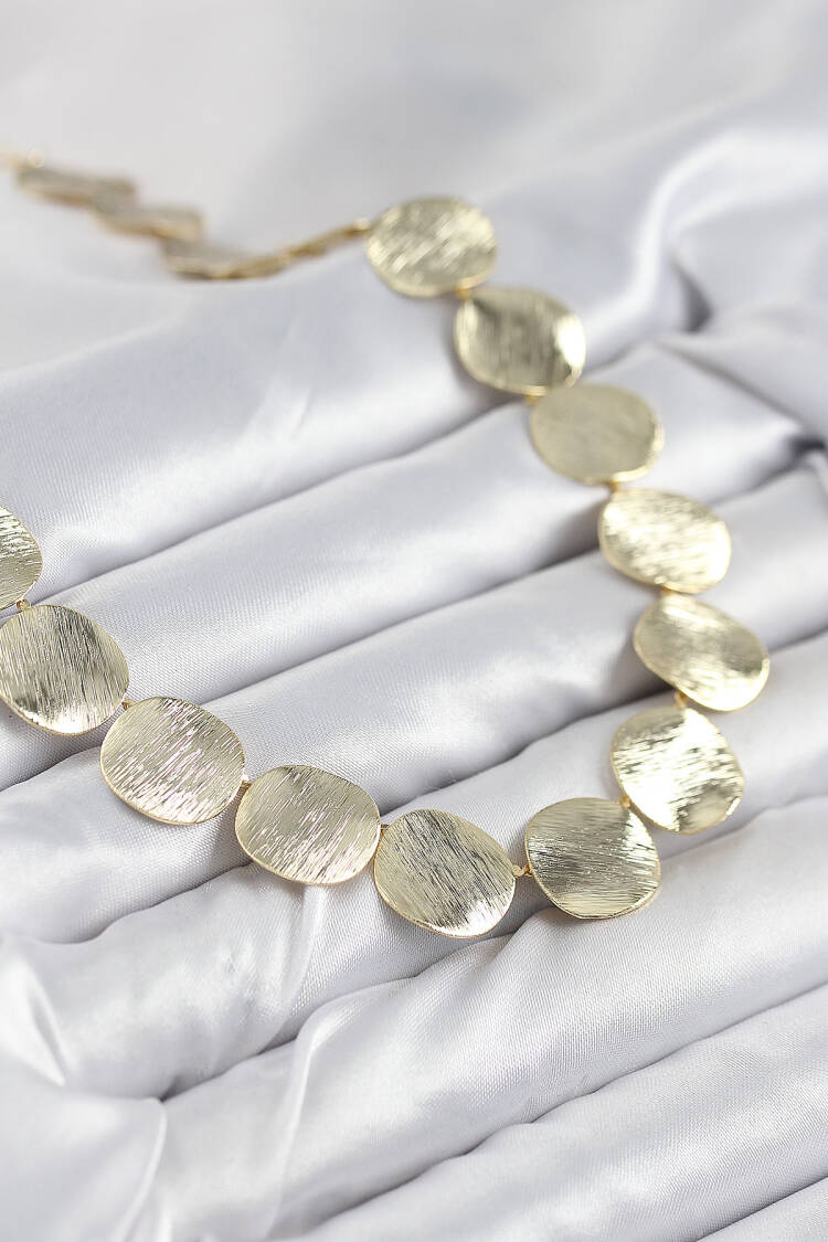 Brass Inline Coin Model Gold Color Women Necklace - Brand: Ebijuteri - Women & Kids, Baby Clothes Wholesale - Globality Store
