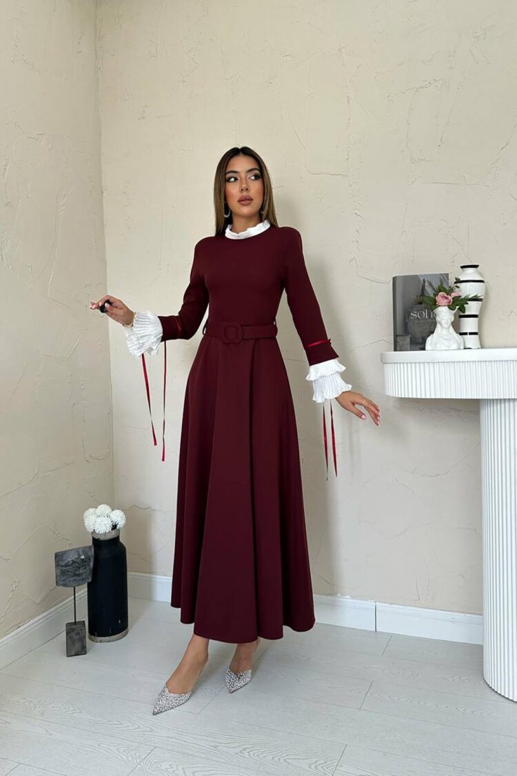 A-Line Maxi Dress With High Neck