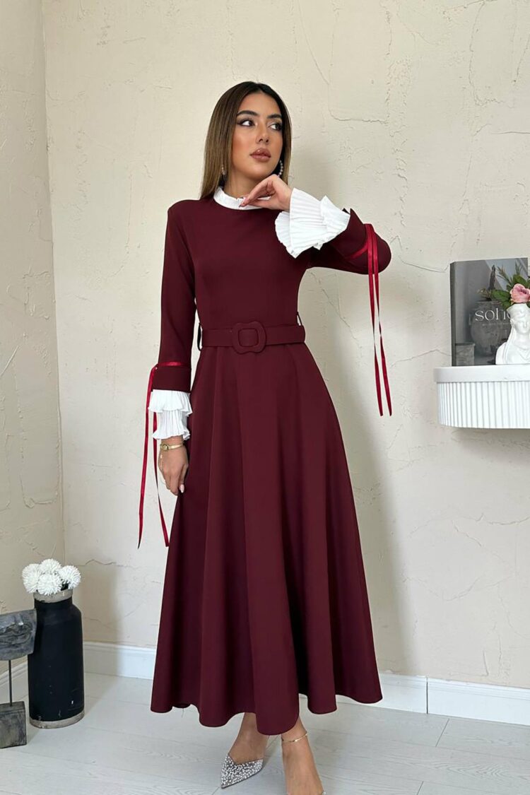 A-Line Maxi Dress With High Neck