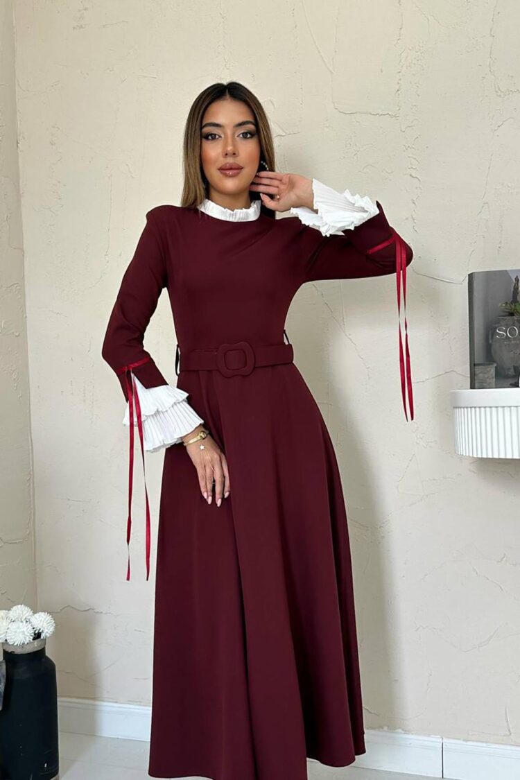 A-Line Maxi Dress With High Neck
