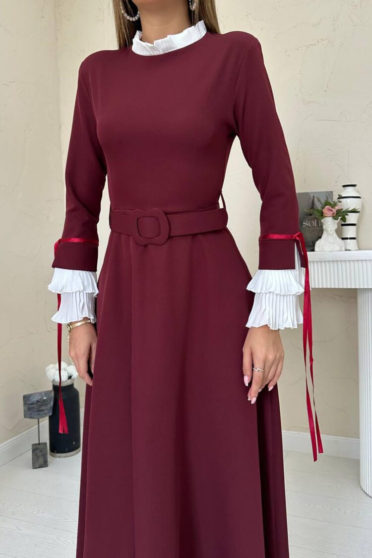 A-Line Maxi Dress With High Neck