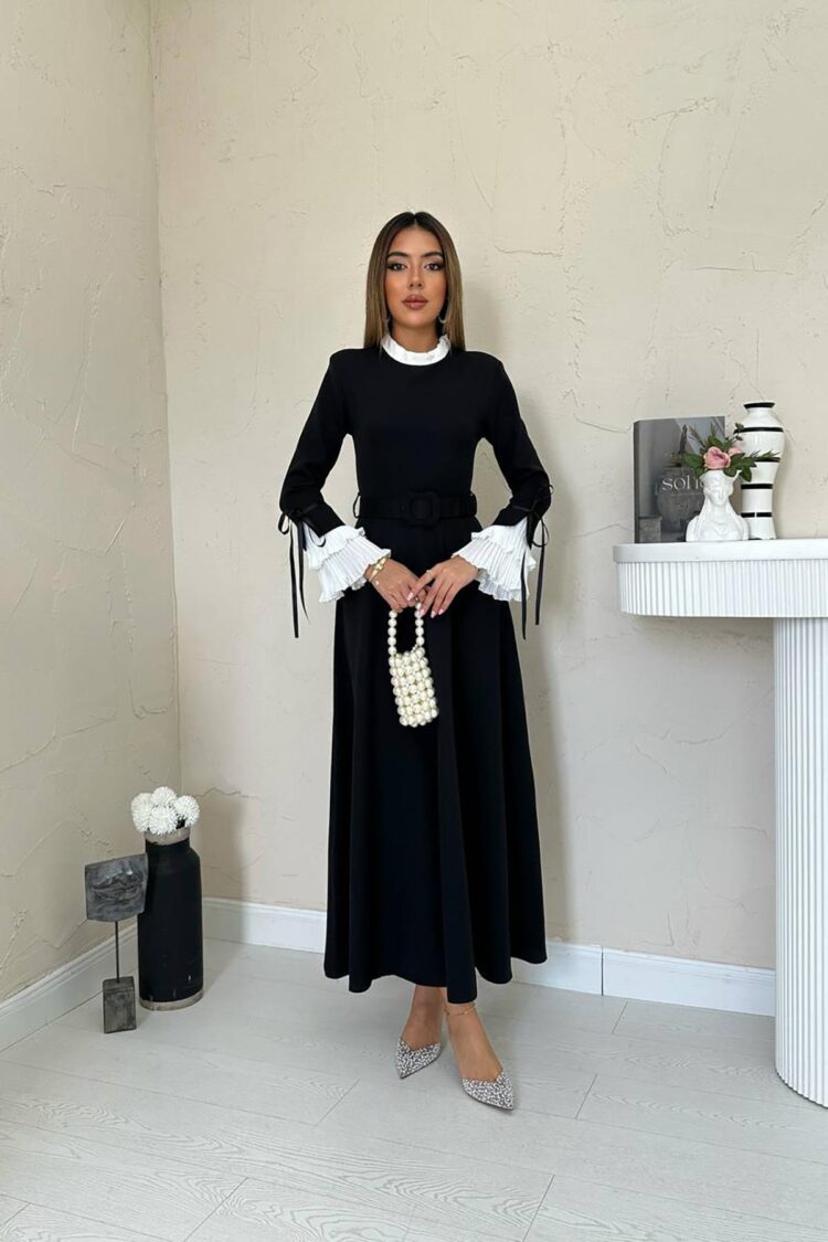 Pleated Collar And Sleeves Dress - Brand: Elisa - Women & Kids, Baby Clothes Wholesale - Globality Store