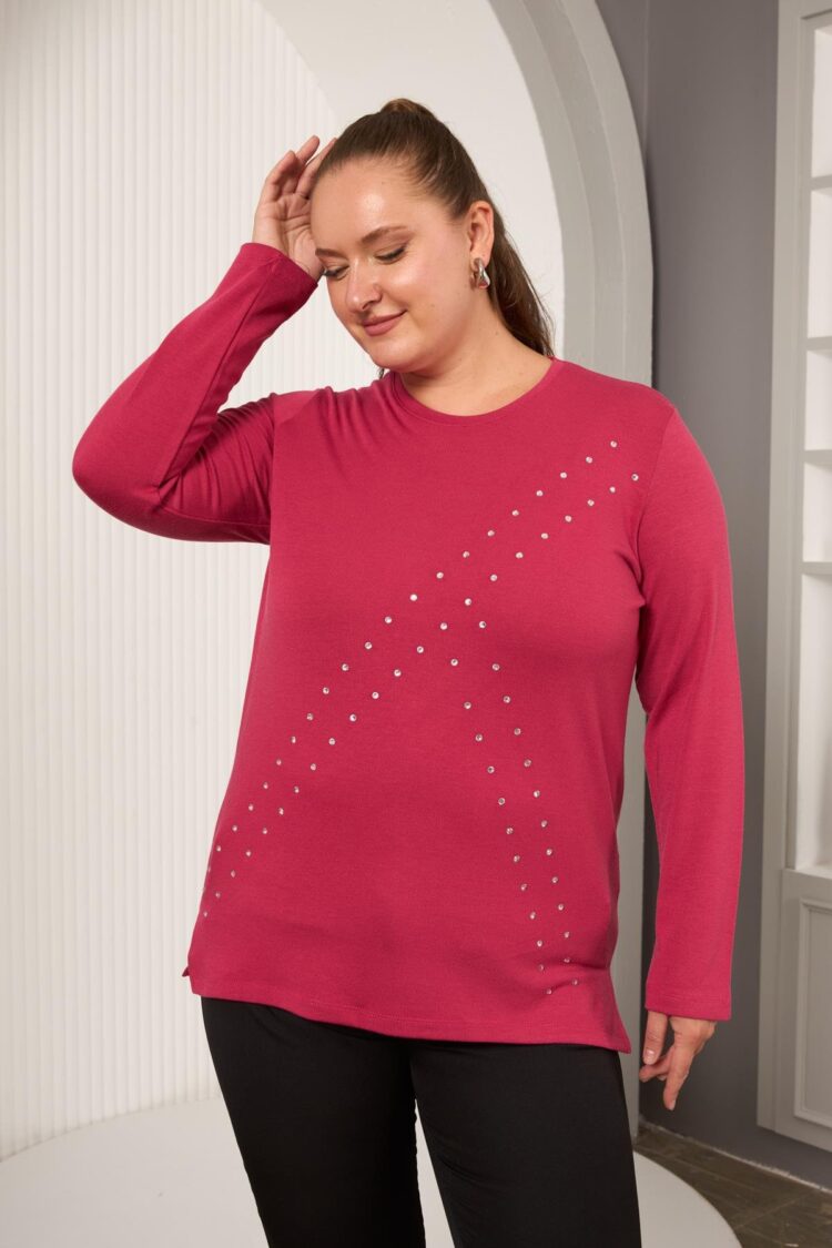 Fuchsia Plus Size Elegant Casual Blouse