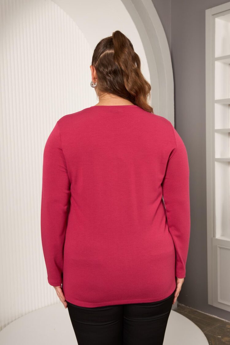 Fuchsia Plus Size Elegant Casual Blouse
