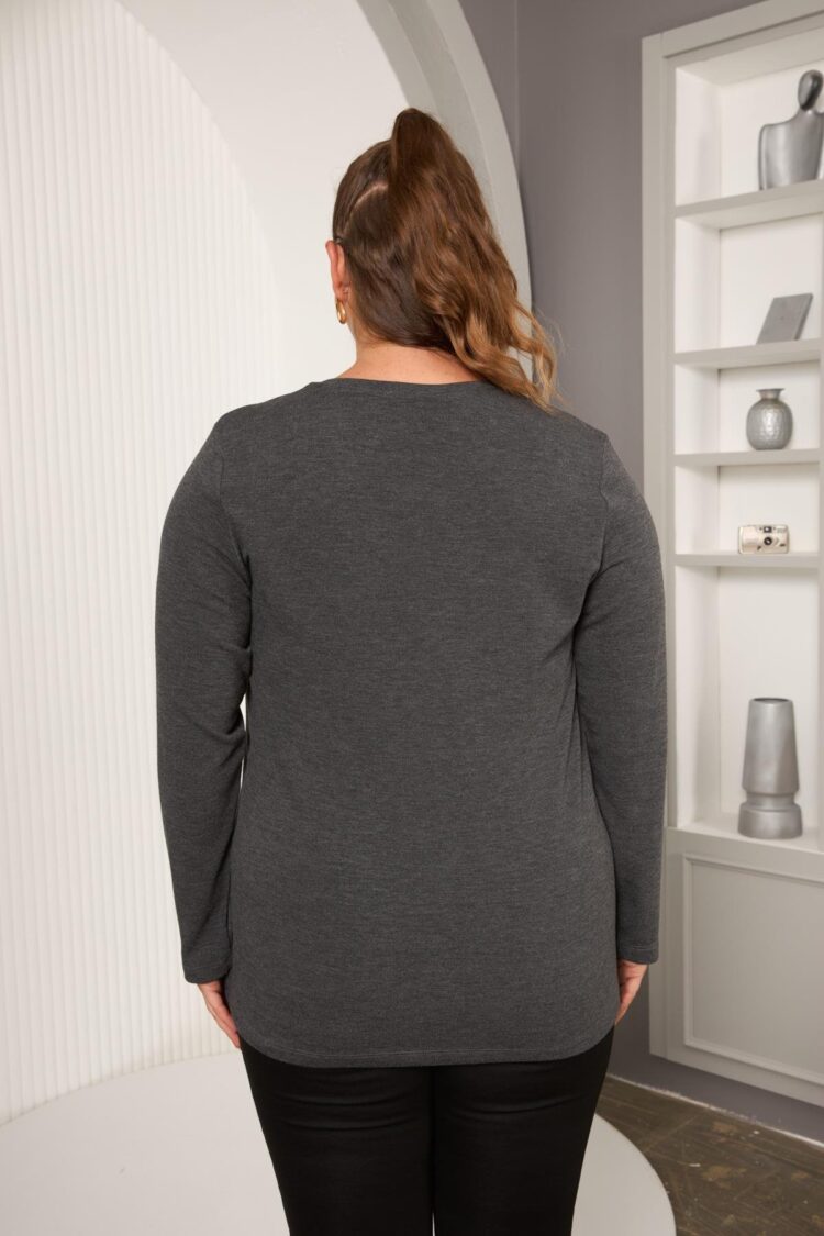 Grey Plus Size Sequined Blouse