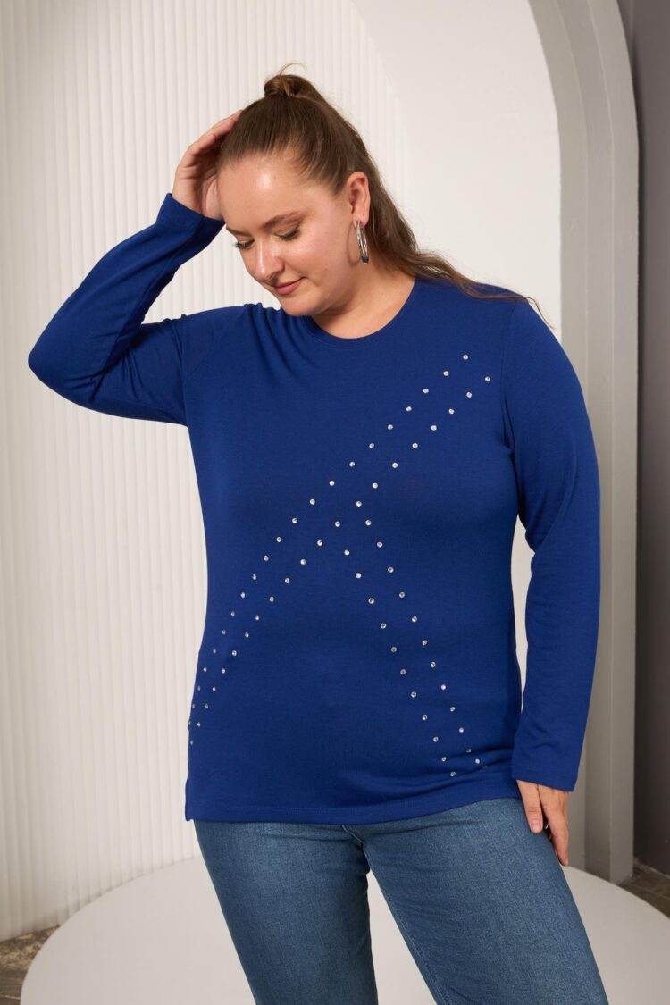 Blue Casual Plus Size Sweater